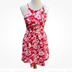 Soprano Red and White Thin Strap Above the Knee Dress Size X-small